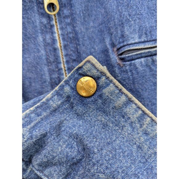 VTG Carhartt Detroit Denim Trucker Jacket Quilt Lined Size M Full Zip Distressed - Picture 8 of 16